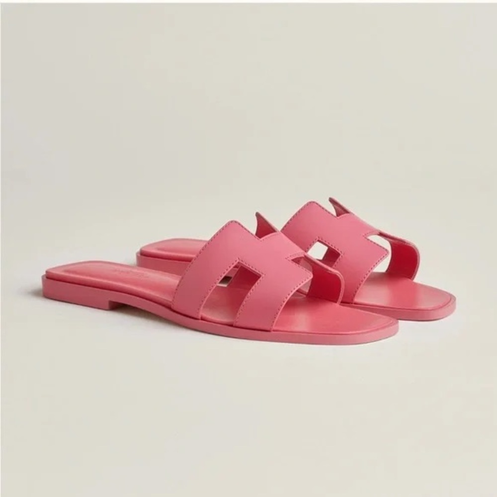 Hermes Pink Oran Slide Sandals